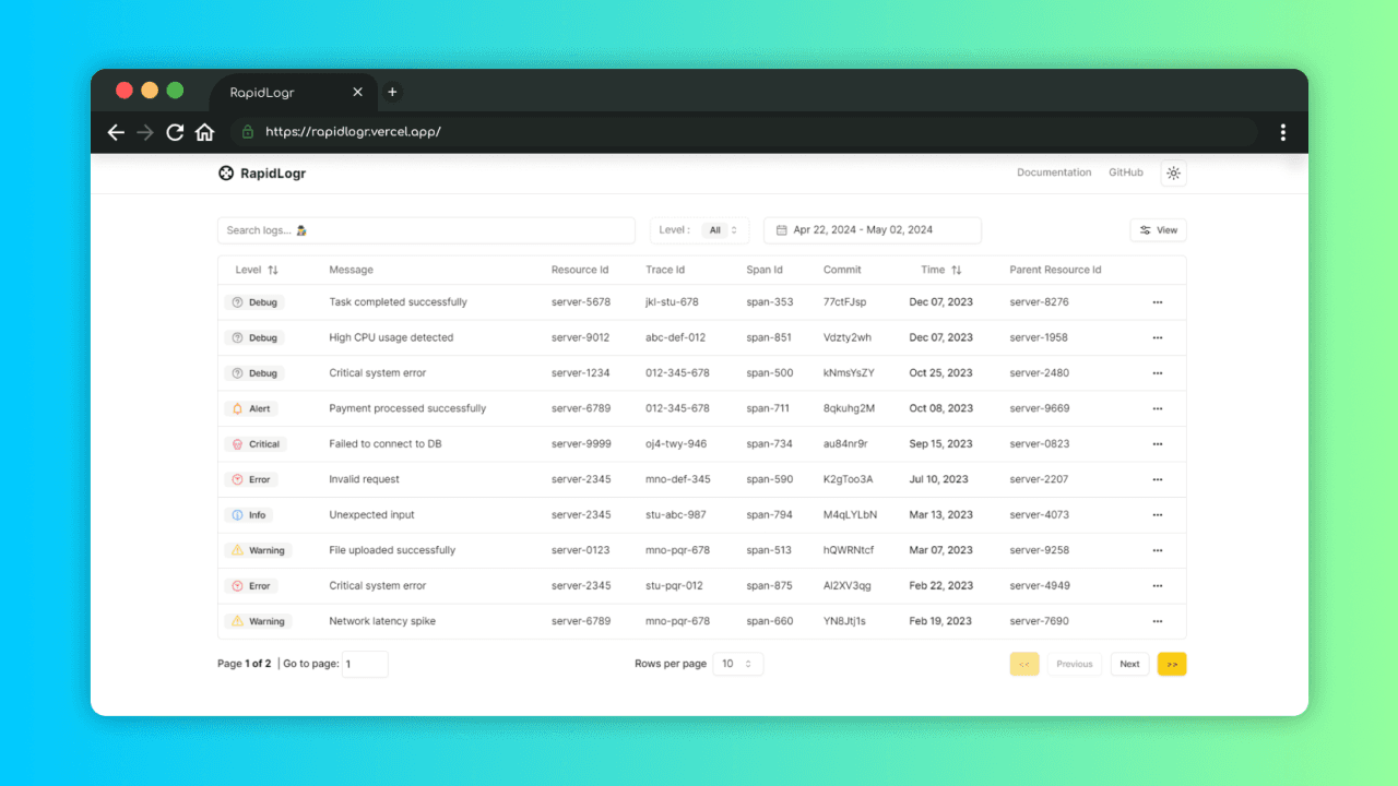 RapidLogr screenshot